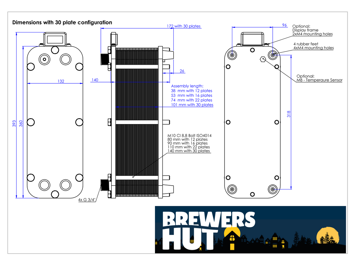Heat Exchanger + 30 plates + Temperature Kit