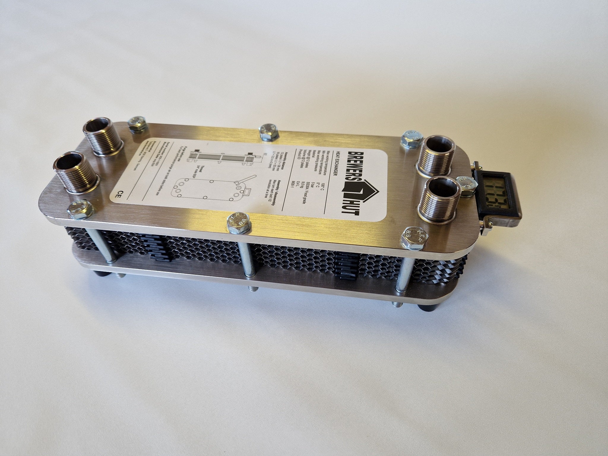 Plade varmeveksler urt køling | integreret temperatur sensor | Chiller | Ølbrygning | Hjemmebryg 