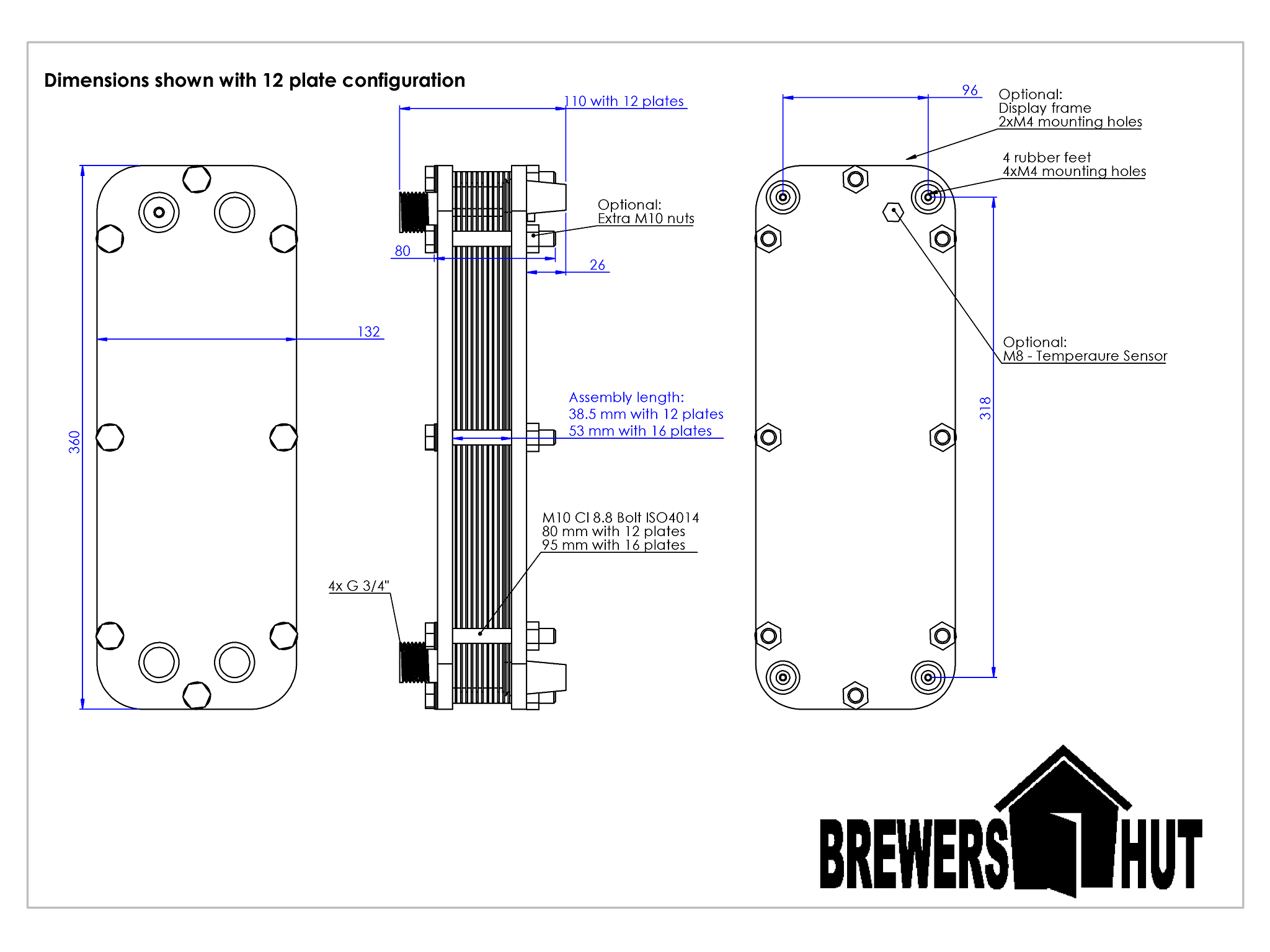 Adskillelig pladevarmeveksler til køling af urt | ølbrygning